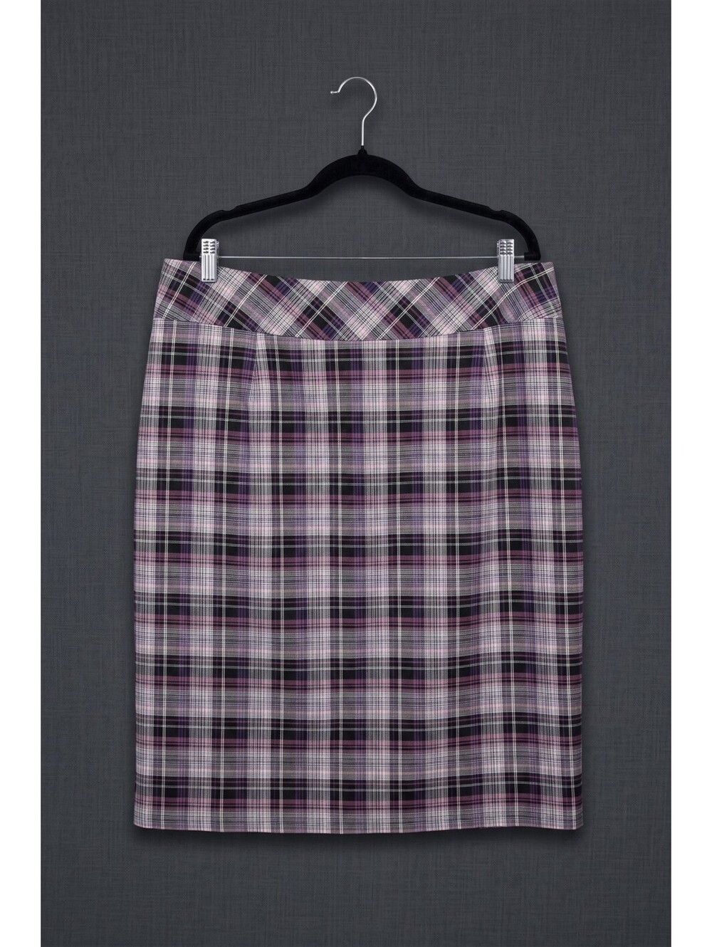 Alex Marie Plaid Pencil Skirt Purple Black Pink Career Wear Plus Size 16W
